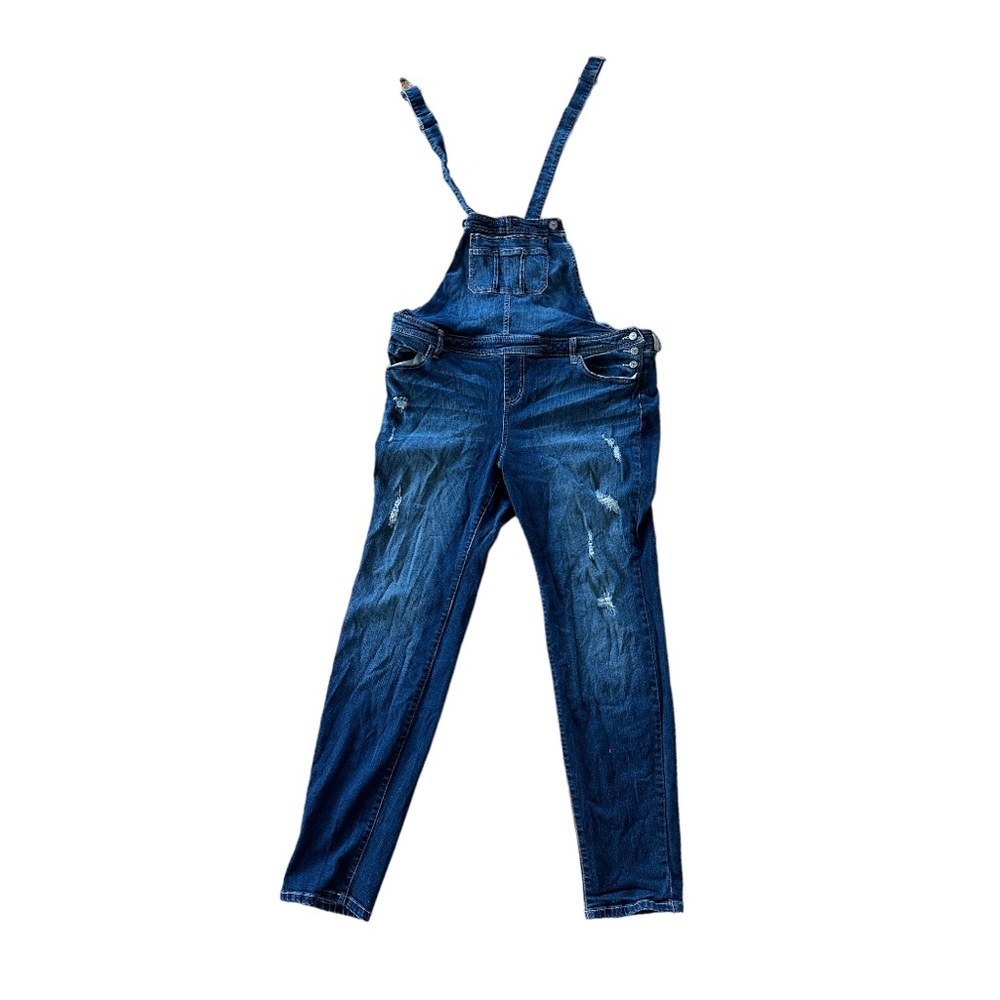 Torrid Blue Distressed Denim overalls Bib Size 18